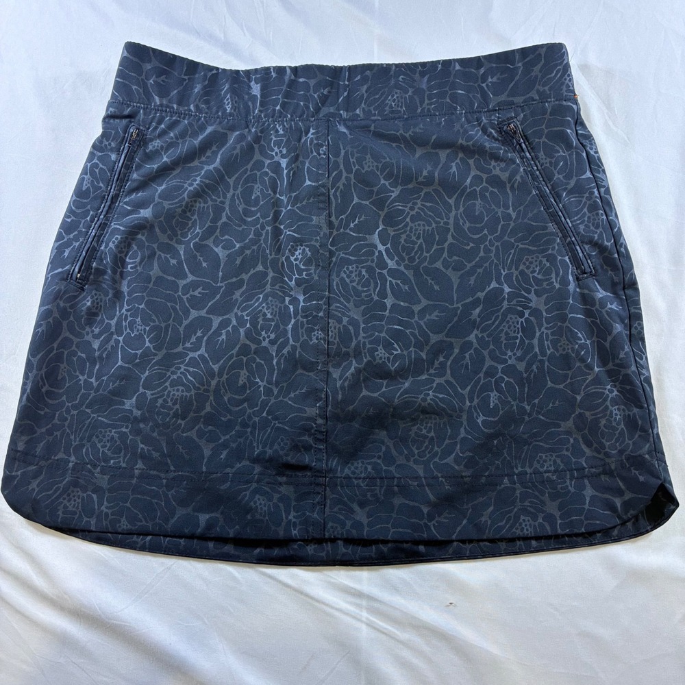 Orvis‎ Womens Skort Medium Gray Floral Damask Active Golf Hiking Skirt Pockets